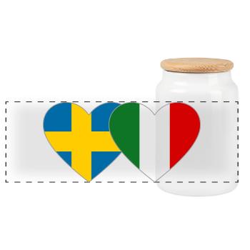 Schweden Italien Flagge Hände Herzform - Panorama Keksdose mit Holzdeckel - Weiß - Vorne