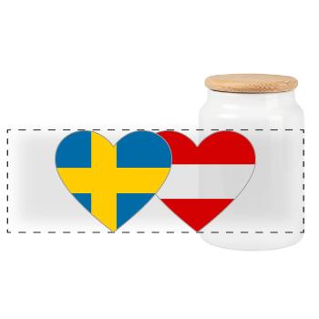 Suède Autriche Drapeau Coeur - Boîte à biscuits avec couvercle en bois - blanc - Devant