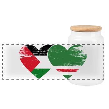 Palestine Tchétchénie Drapeau Coeur Utilisé - Boîte à biscuits avec couvercle en bois - blanc - Devant