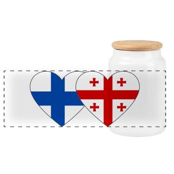 Cœur du drapeau de la Finlande Géorgie - Boîte à biscuits avec couvercle en bois - blanc - Devant