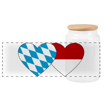 Bavaria Indonesia Flag Heart - Panoramic Cookie Jar with Wooden Lid - white - Front