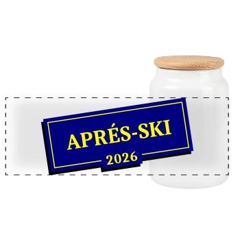 Après-ski 2026 - Panoramic Cookie Jar with Wooden Lid - white - Front