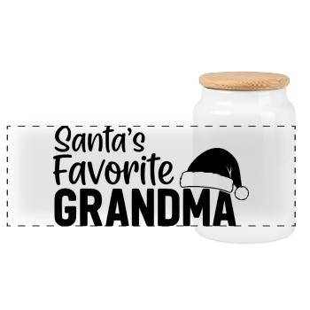 Santa's Favorite Grandma - Panorama Keksdose mit Holzdeckel - Weiß - Vorne