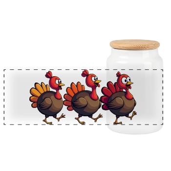 Thanksgiving Truthahn Baby - Panorama Keksdose mit Holzdeckel - Weiß - Vorne
