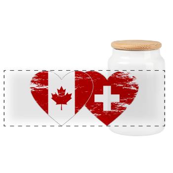 Kanada Schweiz Flagge Herz used - Panorama Keksdose mit Holzdeckel - Weiß - Vorne
