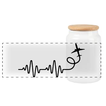 Avion Voltige ECG Heartbeat Pilot - Boîte à biscuits avec couvercle en bois - blanc - Devant
