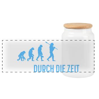 Werdender Vater PAPA DURCH DIE ZEIT Lustig - Panorama Keksdose mit Holzdeckel - Weiß - Vorne
