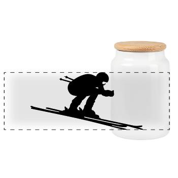 Ski - Panoramic Cookie Jar with Wooden Lid - white - Front