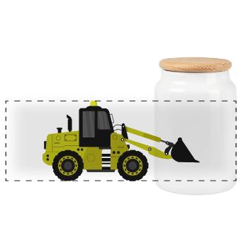 Excavatrice - Boîte à biscuits avec couvercle en bois - blanc - Devant