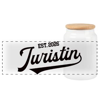 Juristin 2026 Jura Examen Bestanden Jurastudentin - Panorama Keksdose mit Holzdeckel - Weiß - Vorne