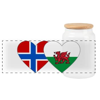 Norwegen Wales Flagge Herz - Panorama Keksdose mit Holzdeckel - Weiß - Vorne