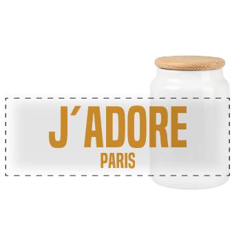 J´Adore Paris - I love Paris - France - Frankreich - Panoramic Cookie Jar with Wooden Lid - white - Front