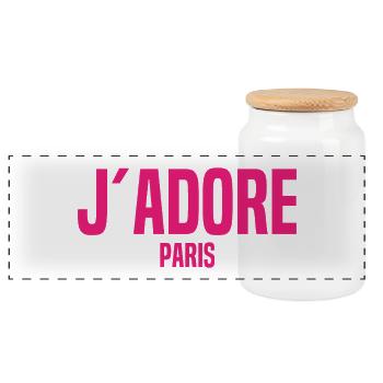 J´Adore Paris - I love Paris - France - Frankreich - Panoramic Cookie Jar with Wooden Lid - white - Front