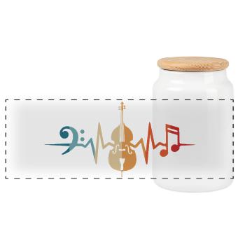 Contrebasse Heartbeat Basse Orchestre de partitions Bassiste - Boîte à biscuits avec couvercle en bois - blanc - Devant