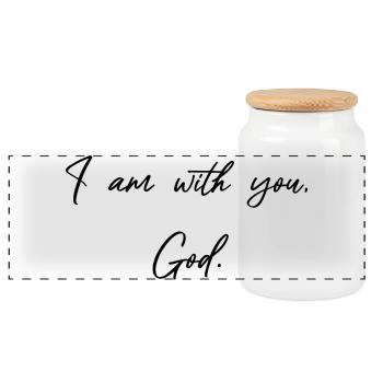 Ich bin mit dir Gott - Christliche Geschenke - Panorama Keksdose mit Holzdeckel - Weiß - Vorne