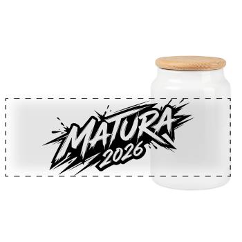Matura 2026 - Panorama Keksdose mit Holzdeckel - Weiß - Vorne