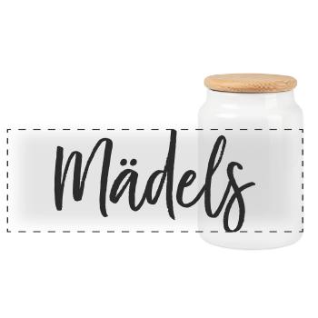 Mädels Handlettering Design - Panorama Keksdose mit Holzdeckel - Weiß - Vorne
