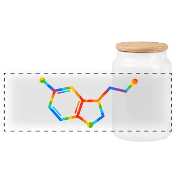 Géométrie de la molécule arc-en-ciel - sérotonine - Boîte à biscuits avec couvercle en bois - blanc - Devant