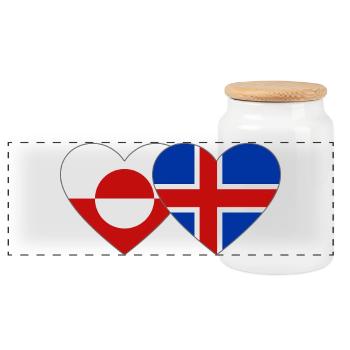 Drapeau du Groenland Danemark Cœur - Boîte à biscuits avec couvercle en bois - blanc - Devant