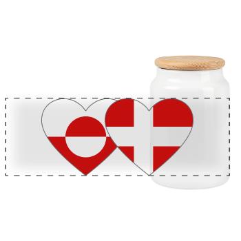 Drapeau du Groenland Danemark Cœur - Boîte à biscuits avec couvercle en bois - blanc - Devant