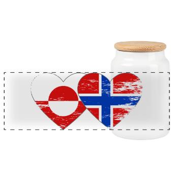 Mains du drapeau du Groenland, Norvège, forme de cœur utilisée - Boîte à biscuits avec couvercle en bois - blanc - Devant