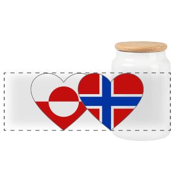 Drapeau du Groenland, Norvège, mains, forme de cœur - Boîte à biscuits avec couvercle en bois - blanc - Devant