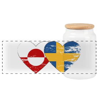 Cœur du drapeau du Groenland Suède utilisé - Boîte à biscuits avec couvercle en bois - blanc - Devant