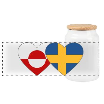 Grönland Schweden Flagge Herz - Panorama Keksdose mit Holzdeckel - Weiß - Vorne