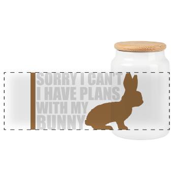 Sorry I Can't I Have Plans With My Bunny Hase Logo - Panorama Keksdose mit Holzdeckel - Weiß - Vorne