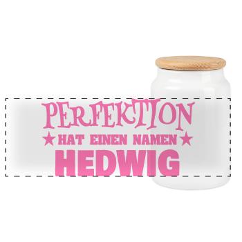 Geschenk für Hedwig - Panorama Keksdose mit Holzdeckel - Weiß - Vorne