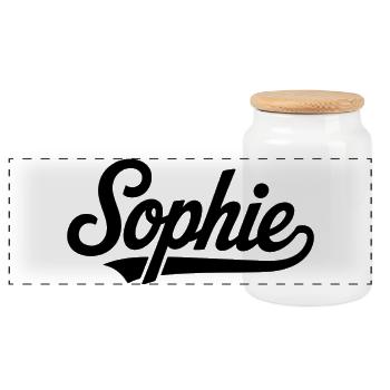 Sophie name first last family - Panoramic Cookie Jar with Wooden Lid - white - Front
