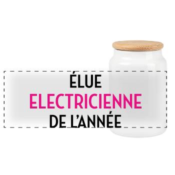 Élue Électricienne de l'Année : La Reine des Watts - Boîte à biscuits avec couvercle en bois - blanc - Devant
