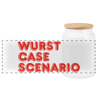 Scénario de cas de Wurst Jeu de mots drôle de barbecue à la saucisse - Boîte à biscuits avec couvercle en bois - blanc - Devant