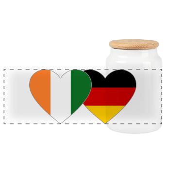 Cœur du drapeau de la Côte d’Ivoire et de l’Allemagne - Boîte à biscuits avec couvercle en bois - blanc - Devant