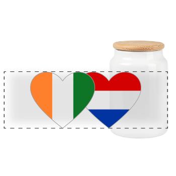 Drapeau de la Côte d’Ivoire des Pays-Bas - Boîte à biscuits avec couvercle en bois - blanc - Devant