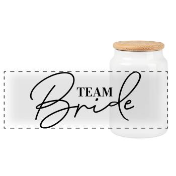 Team Bride Bachelorette Party Accessories Hen Party - Panoramic Cookie Jar with Wooden Lid - white - Front