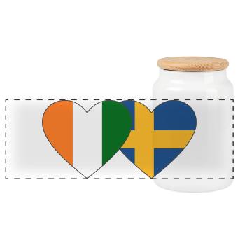Elfenbeinküste Schweden Flagge Herz - Panorama Keksdose mit Holzdeckel - Weiß - Vorne