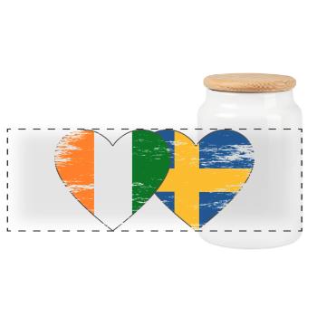 Cœur du drapeau de la Côte d’Ivoire de la Suède utilisé - Boîte à biscuits avec couvercle en bois - blanc - Devant