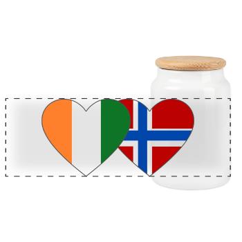 Cœur du drapeau de la Côte d’Ivoire et de la Norvège - Boîte à biscuits avec couvercle en bois - blanc - Devant