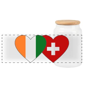 Drapeau de la Côte d’Ivoire Suisse Cœur - Boîte à biscuits avec couvercle en bois - blanc - Devant