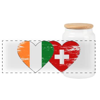 Côte d’Ivoire Drapeaux suisses Cœur utilisé - Boîte à biscuits avec couvercle en bois - blanc - Devant