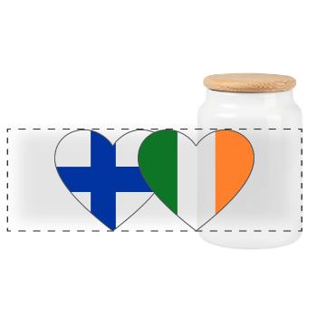 Finnland_Irland_Flagge_Herz - Boîte à biscuits avec couvercle en bois - blanc - Devant