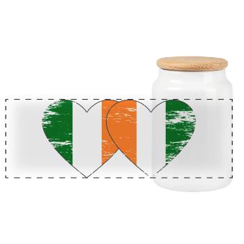 Irland_Elfenbeinkueste_Flagge_Herz_used - Boîte à biscuits avec couvercle en bois - blanc - Devant
