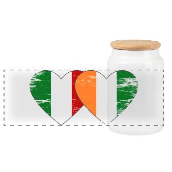 Drapeau Italien de Côte d’Ivoire Cœur utilisé - Boîte à biscuits avec couvercle en bois - blanc - Devant