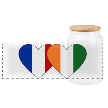 Cœur du drapeau de la France Côte d’Ivoire - Boîte à biscuits avec couvercle en bois - blanc - Devant