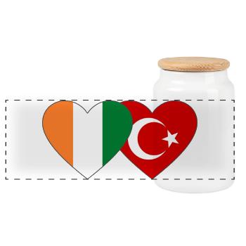 Elfenbeinküste Türkei Flagge Herz - Panorama Keksdose mit Holzdeckel - Weiß - Vorne
