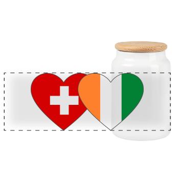Cœur du drapeau de la Côte d’Ivoire de la Suisse - Boîte à biscuits avec couvercle en bois - blanc - Devant