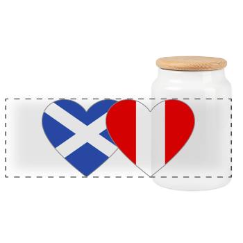 Schottland Peru Flagge Herz  - Panorama Keksdose mit Holzdeckel - Weiß - Vorne