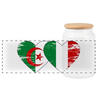 Drapeau Algérie Italie Cœur utilisé - Boîte à biscuits avec couvercle en bois - blanc - Devant