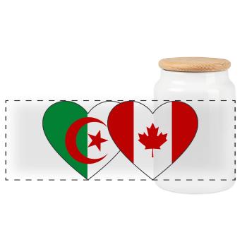 Algerien_Kanada_Flagge_Herz - Panorama Keksdose mit Holzdeckel - Weiß - Vorne
